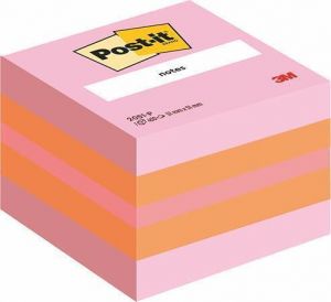 Samolepicí bloček, pink, 51x51 mm, 400 listů, 3M POSTIT