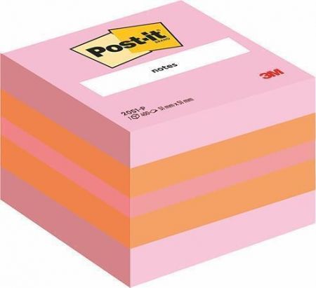 Samolepicí bloček, pink, 51x51 mm, 400 listů, 3M POSTIT