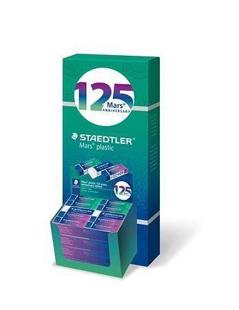 Pryž "Mars Plastic 526", displej/40 ks, modro-zeleno-fialová, výroční edice 125 let, STAED