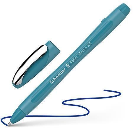 Kuličkové pero "Slider Memo XB", modrozelená, 0,7 mm, s uzávěrem, SCHNEIDER 150213