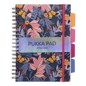 Spirálový sešit "Project Book Bloom", mix vzorů, B5, linkovaný, 100 listů, PUKKA PAD 9494-