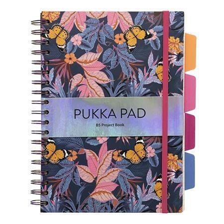 Spirálový sešit "Project Book Bloom", mix vzorů, B5, linkovaný, 100 listů, PUKKA PAD 9494-