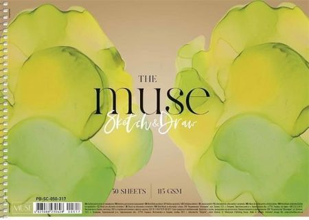 Skicák, náčrtník "Sketch &amp; Draw Muse", A4, 50 listů, 115 g, SHKOLYARYK PB-SC-050-317
