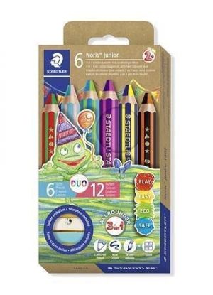Barevné pastelky "Noris junior 140", 12 barev, 3v1, šestihranné, dvoubarevné, sada, STAEDT