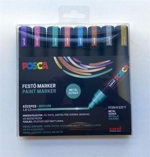 Akrylové popisovače "Posca PC-5M", sada 8 ks, metalické, 1,8-2,5 mm, UNI