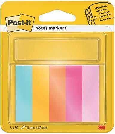 Samolepicí záložky, mix barev, 15 x 50 mm, 5 x 50 listů, 3M POST IT 7100234509