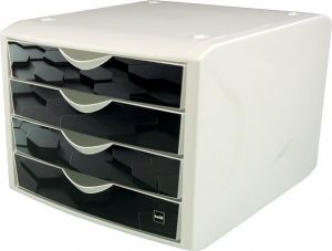 Zásuvkový box "Chameleon", 4 zásuvky, černá, plast, HELIT