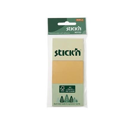 Samolepicí bloček, mix pastelový barev, 38 x 51 mm, 3x 100 listů, STICK N 21885