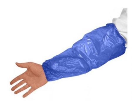 Ochranný rukáv na předloktí, modrá, jednorázový, 40 cm, 100 ks