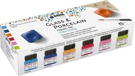 Sada barev na sklo a porcelán "LIVING", 6 x 20 ml, KREUL