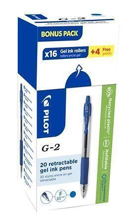 Gelové pero "G-2, Bonus Pack", modrá + náplň, 0,25 mm, stiskací mechanismus, PILOT BL-G2-5