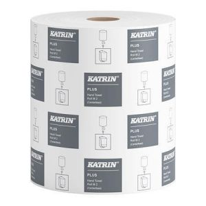 Papírové utěrky "Plus M/100", sněhově bílá, role, 2-vrstvé, 6 ks/balení, KATRIN 95517