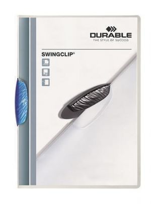 Desky s rychlovazačem "Swingclip 30", modrá, s klipem, A4, DURABLE 226006