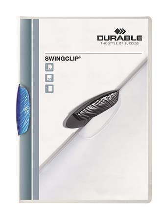Desky s rychlovazačem "Swingclip 30", modrá, s klipem, A4, DURABLE 226006