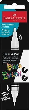 Akrylový popisovač "Shake&amp;Paint", bílá, 1,0/3,0 mm, oboustranný, FABER-CASTELL 285511
