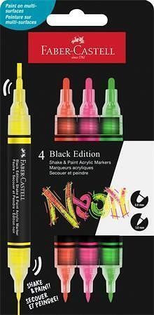 Akrylový popisovač "Shake&Paint", 4 neonové barvy, 1,0/3,0 mm, oboustranný, FABER-CASTELL
