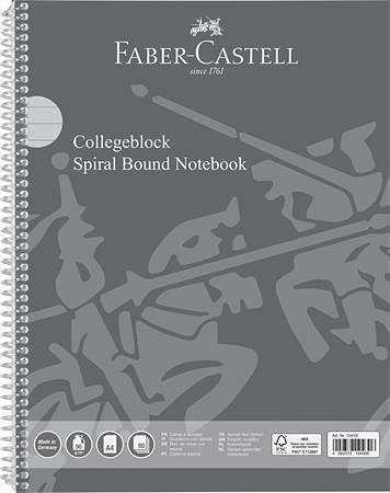 Spirálový sešit, A4, linkovaný, 80 listů, perforovaný, děrovaný, FABER-CASTELL 70-010-418