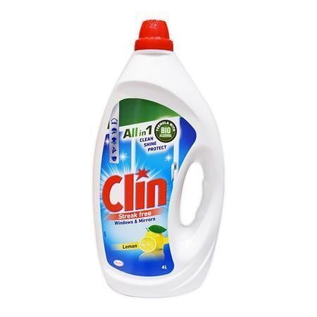 Čistící prostředek na sklo, citron, náplň, 4 l, CLIN 13535