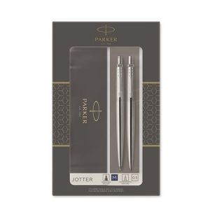 Kuličkové pero a mikrotužka "Royal Jotter", modrá, nerez tělo, stříbrný klip, PARKER