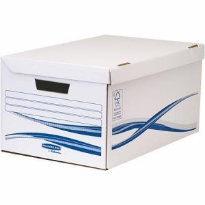 Archivační kontejner s výklopným víkem "Bankers Box Basic", modro-bílá, karton, velký, FEL