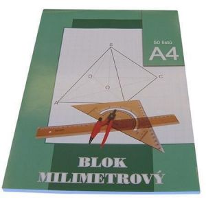Milimetrový papír A4 50 listů blok, STEPA