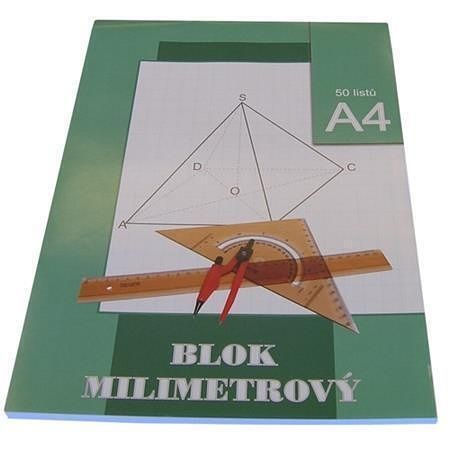Milimetrový papír A4 50 listů blok, STEPA
