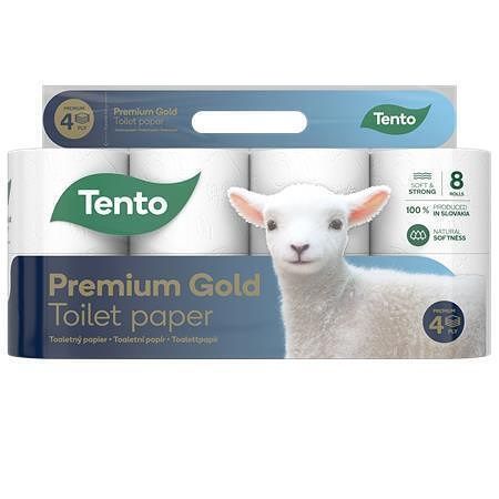 Toaletní papír "Prémium Gold", 8 rolí, 4-vrstvý, TENTO 227921