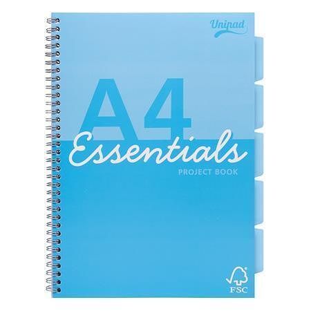 Spirálový sešit "Unipad Essentials Project Book", mix vzorů, A4, linkovaný, 100 listů, PUK