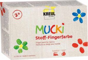 Sada prstových barev na textil "MUCKI" 6 barev 150 ml, Hobby Line, KREUL