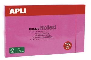 Samolepicí blok "FUNNY", růžová, 125x75 mm, 100 listů, APLI