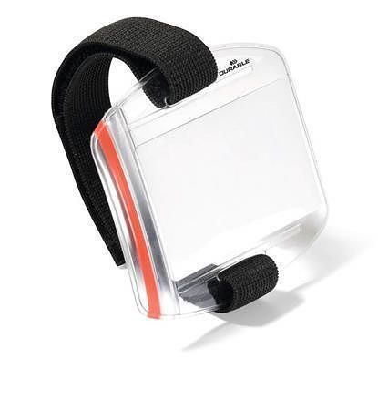 Držák na bezpečnostní kartu, transparentní, připevnění na paži, 10 ks / balení, DURABLE 84