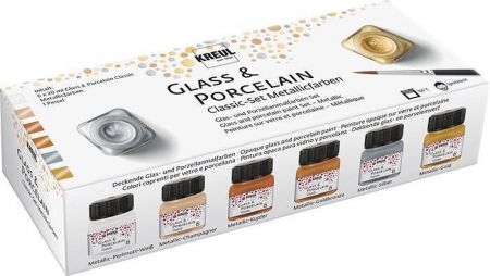 Sada barev na sklo a porcelán "METALLIC", 6 x 20 ml, KREUL