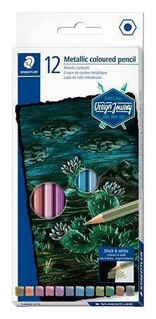 Barevné pastelky "Design Journey", 12 různých metalických barev, šestihranné, STAEDTLER 1