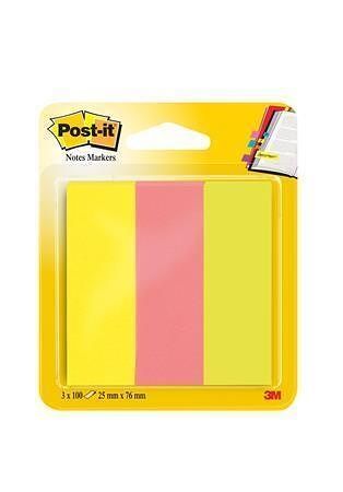 Samolepicí záložky, mix neonových barev, 25 x 76 mm, 3 x 100 listů, 3M POSTIT 7100172769