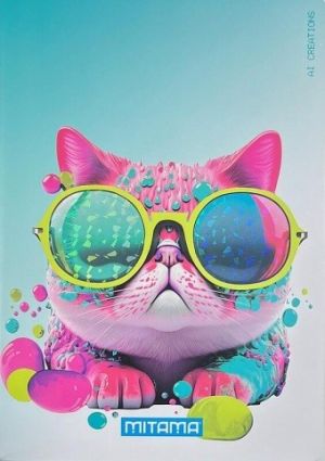 Sešit "Animal", A4+, linkovaný s okraji, 40+2 listů, kočka, MITAMA 62744-90115