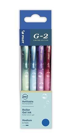 Gelové pero "G-2 Bubble", mix barev, sada, 0,32 mm, 4 ks, stiskací mechanismus, PILOT 4490