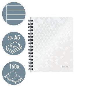 Spirálový sešit "Wow", bílá, linkovaný, A5, 80 listů, LEITZ