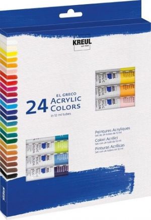 Sada Akrylová barva "EL GRECO", 24 barev, 12 ml v tubě, KREUL