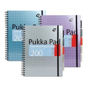 Spirálový sešit "Metallic Project Book", mix barev, A4+, linkovaný, 100 listů, PUKKA PAD 6
