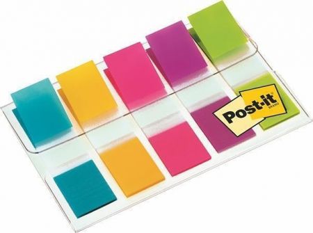 Samolepicí záložky, mix neonových barev, 12x43 mm, 5x20 listů, 3M POSTIT