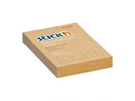 Samolepicí bloček "Kraft Notes", hnědá barva, 76x51 mm, 100 listů, STICK N 21638