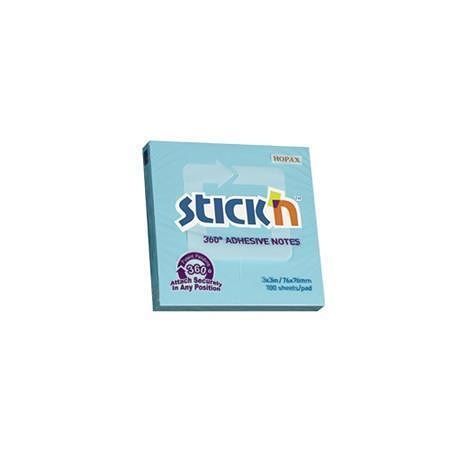 Samolepicí bloček, modrá, 76x76 mm, 100 listů, STICK N 21553