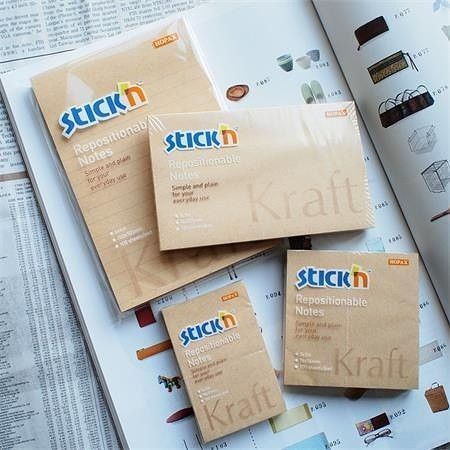 Samolepicí bloček "Kraft Notes", hnědá barva, 76x127 mm, 100 listů, STICK N 21640