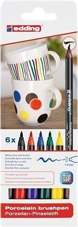 Štětcový popisovač na porcelán "4200 Family color", sada 6 různých barev, EDDING 758020600