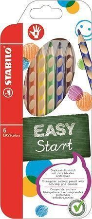 Barevná pastelka "Easycolours", HB, trojhranná, pro praváky, 6ks/ bal. , STABILO