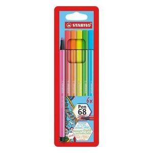 Fixy "Pen 68", 6 neonových barev, 1mm, STABILO