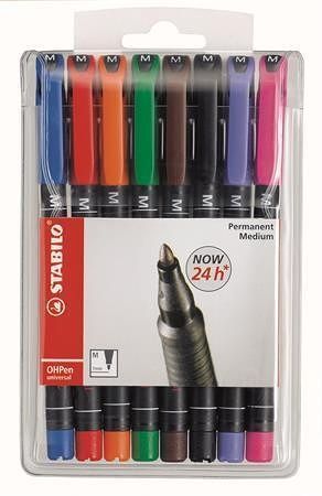 Permanentní popisovač "OHPen M", 8 různých barev, 1 mm, STABILO