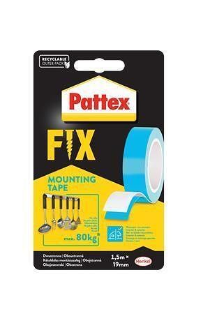Samolepicí páska "Pattex Fix 80 kg", modrá, oboustranná, 19 mm x 1,5 m, HENKEL
