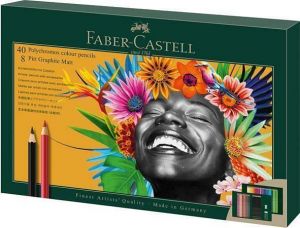 Barevné pastelky "Polychromos &amp; Pitt Graphite Matt", 40 barev, 50 ks, sada, FABER-CASTELL 