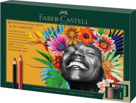 Barevné pastelky "Polychromos &amp; Pitt Graphite Matt", 40 barev, 50 ks, sada, FABER-CASTELL 